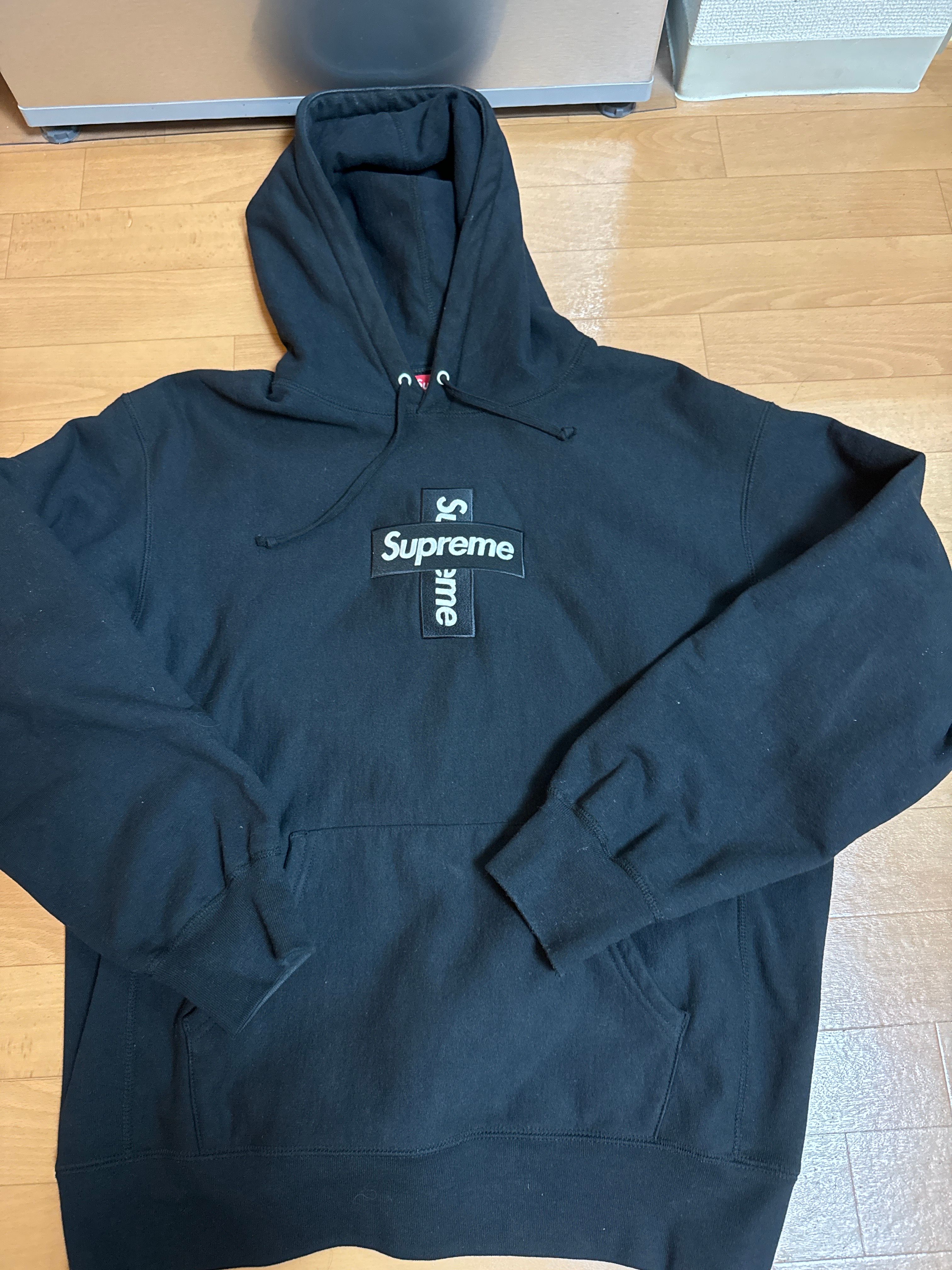 Supreme Cross Box Logo Hooded Sweatshirt "Black"