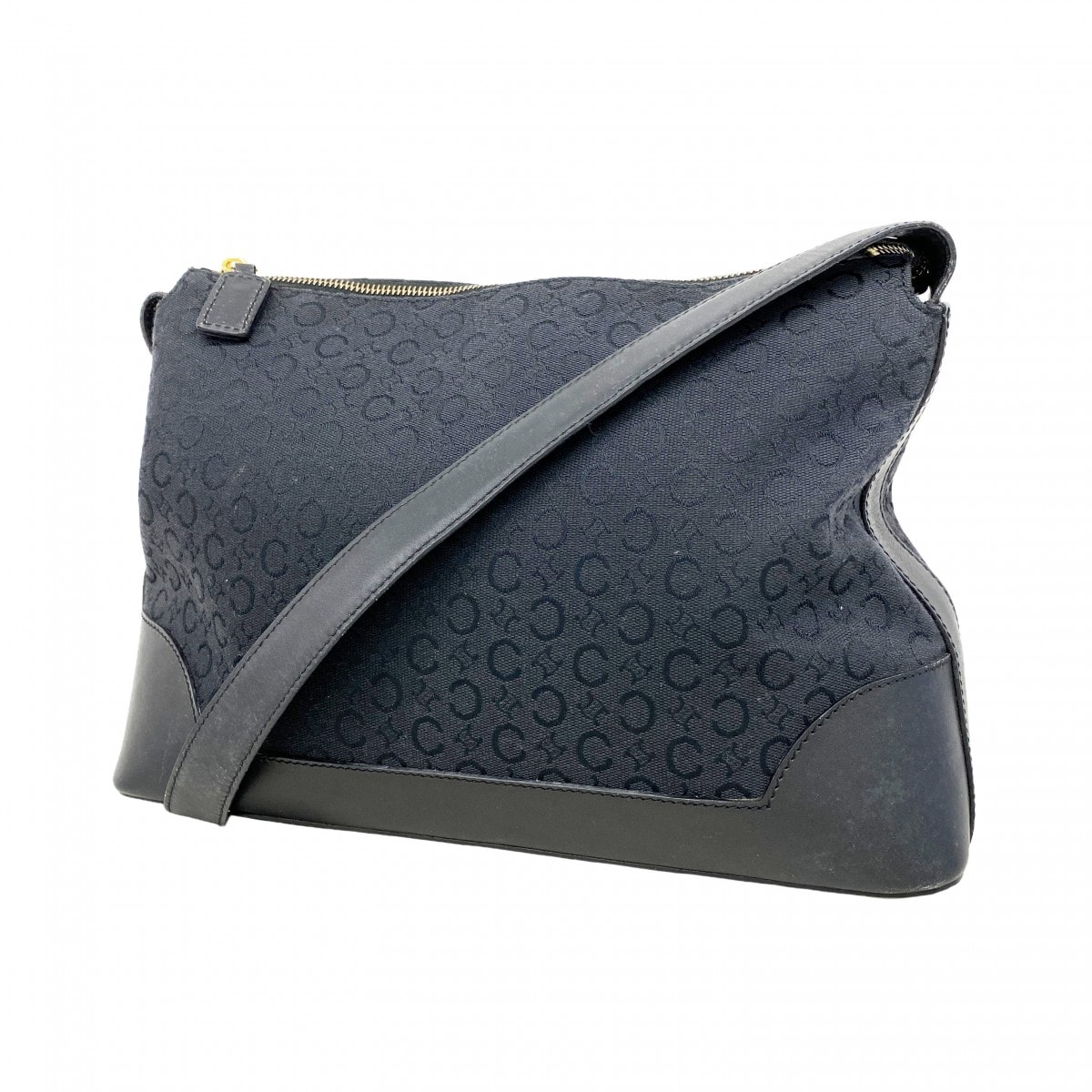 【6dc3448-k】セリーヌ ショルダーバッグ Cマカダム キャンバス ブラック ゴールド金具【中古】レディース