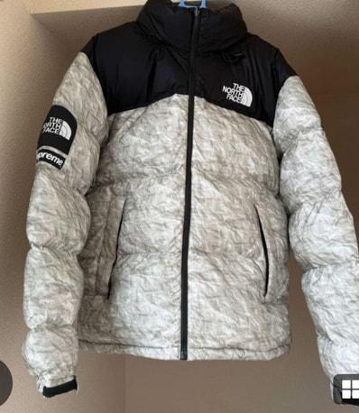 Supreme x The North Face Nuptse Jacket "White Paper Print"