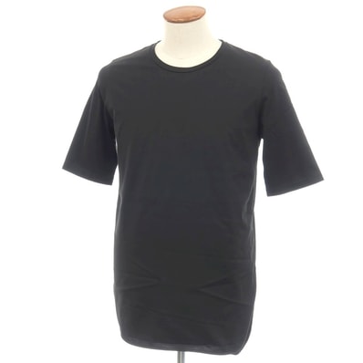 【中古】エイトン ATON コットン クルーネック ラウンドヘム 半袖Tシャツ ブラック系【サイズ2】【メンズ】
