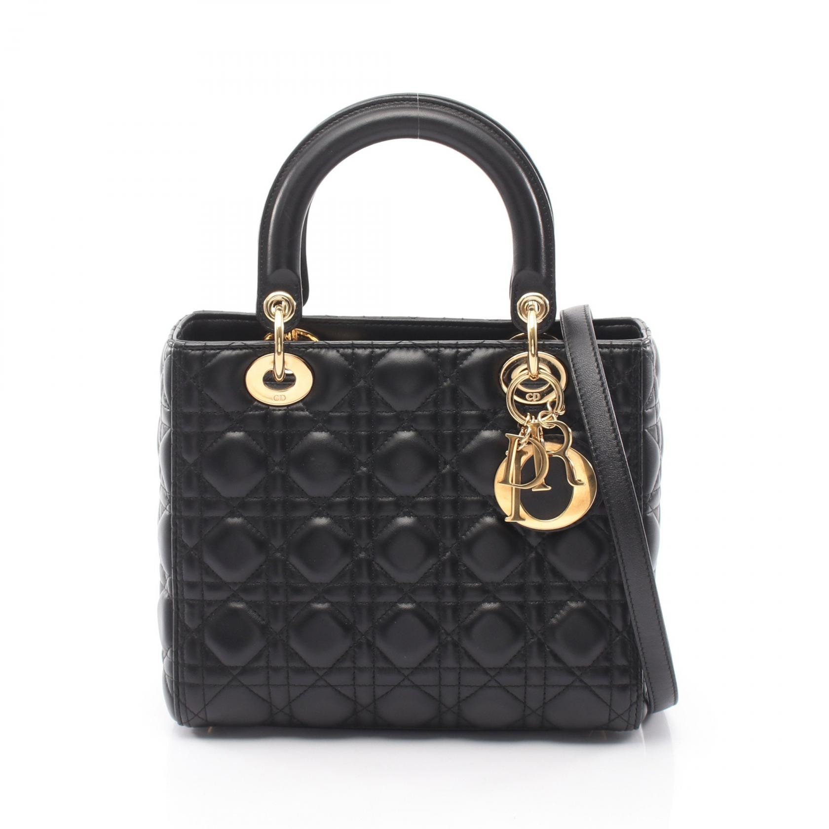 ディオール Dior LADY DIOR レディディオール 2WAY ハンドバッグ バッグ レザー レディース ブラック系 【中古】