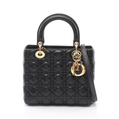 ディオール Dior LADY DIOR レディディオール 2WAY ハンドバッグ バッグ レザー レディース ブラック系 【中古】