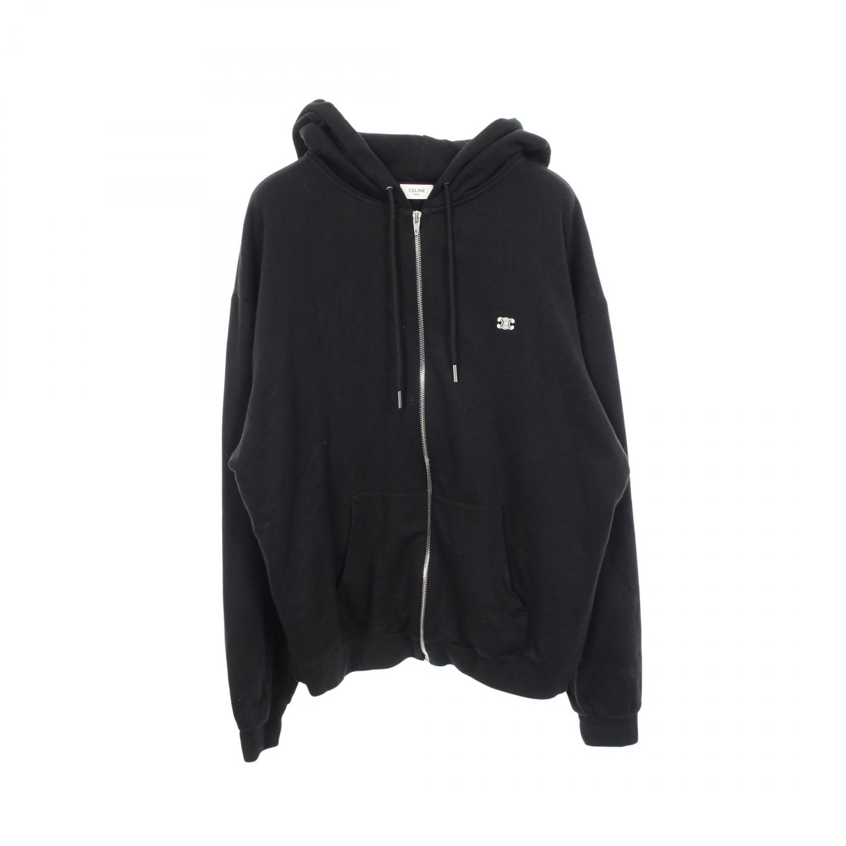 セリーヌ CELINE トリオンフ刺繍 パーカー 衣料品 トップス コットン カシミヤ メンズ ブラック系 2Y36D450I 【中古】