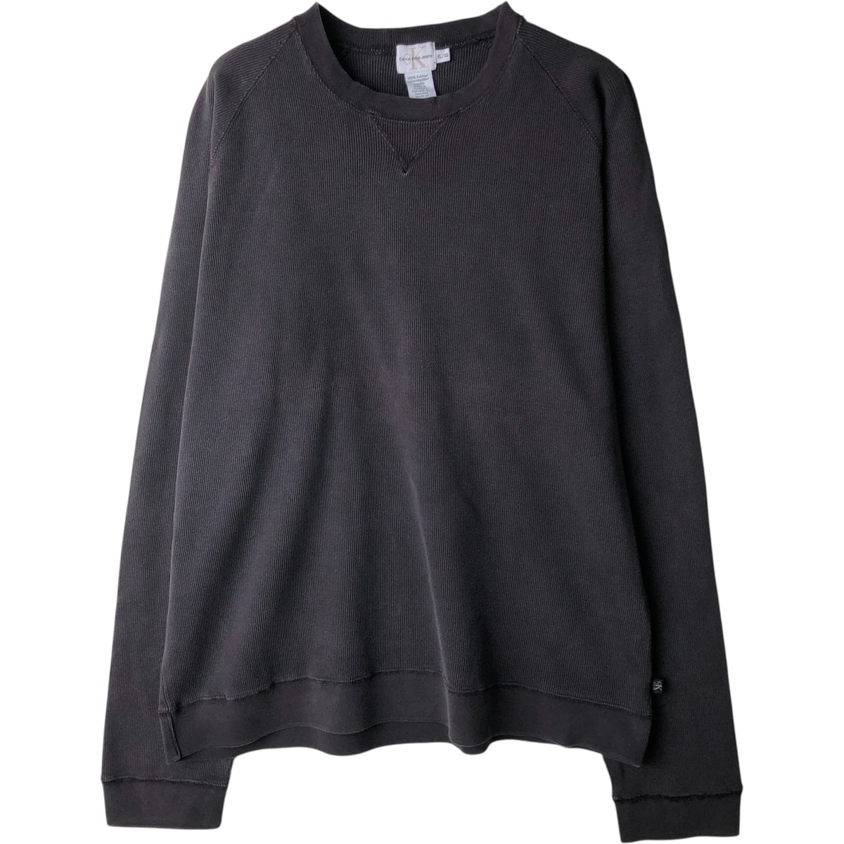 古着 90~00年代 カルバンクライン Calvin klein 前Vガゼット リブ編み ロングTシャツ ロンT メンズXL相当 ヴィンテージ/eaa477436