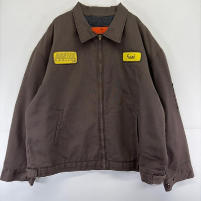 古着 レッドキャップ RED KAP USA製 ジャケット ワッペン 大きいサイズ フルジップ TALON ワーク 作業着 襟付き 2XL ブラウン メンズ