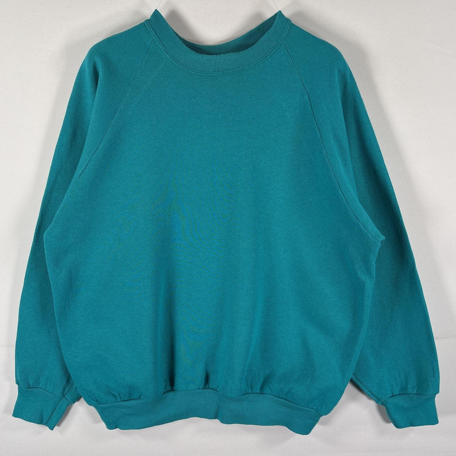 古着 90's/90年代 フルーツオブザルーム FRUIT OF THE LOOM USA製 スウェット トレーナー ラグラン 無地 L  ブルー系 メンズ