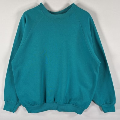 古着 90's/90年代 フルーツオブザルーム FRUIT OF THE LOOM USA製 スウェット トレーナー ラグラン 無地 L ブルー系 メンズ