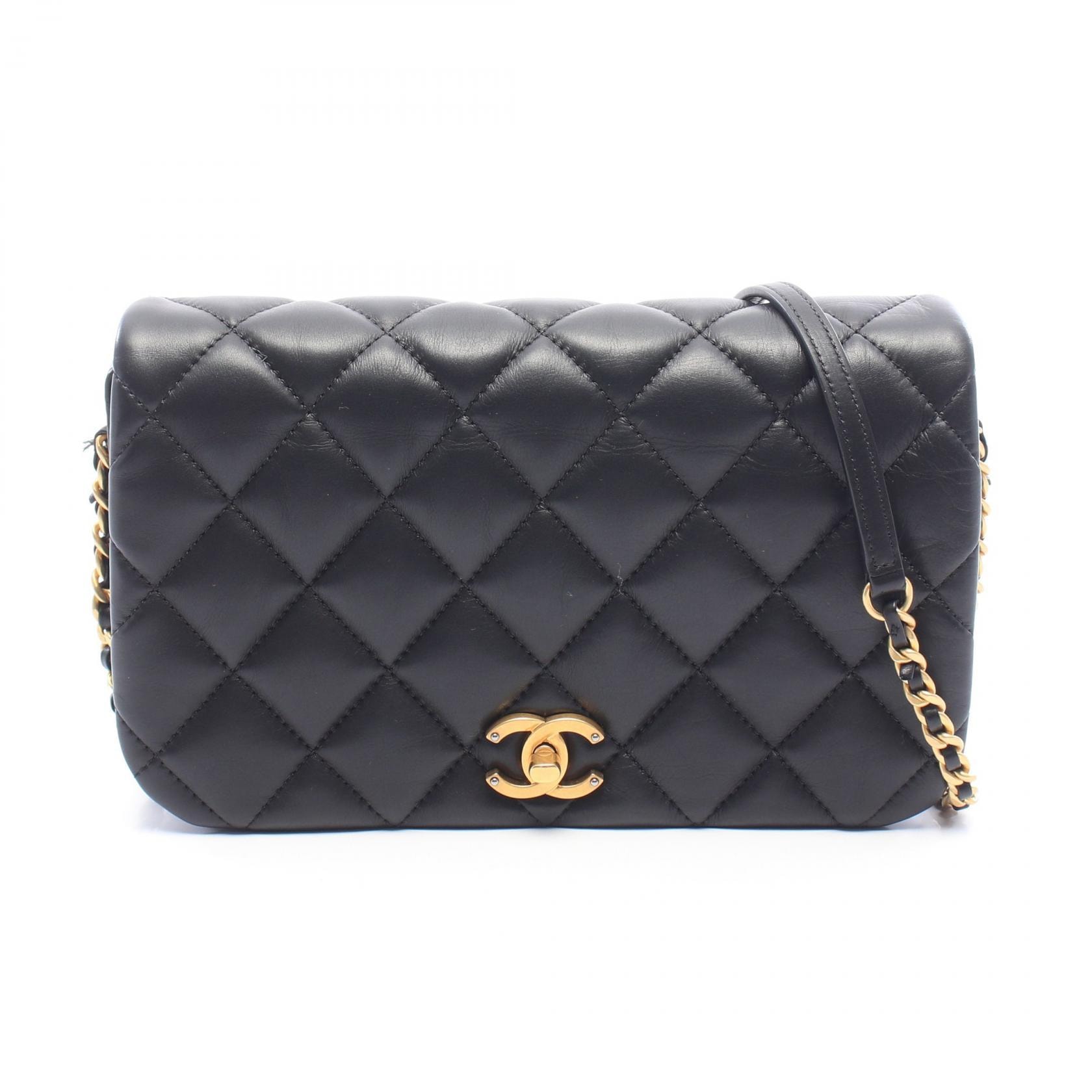 シャネル CHANEL マトラッセ クラシック フルフラップ ショルダーバッグ バッグ レザー レディース ブラック系 AS2006 【中古】