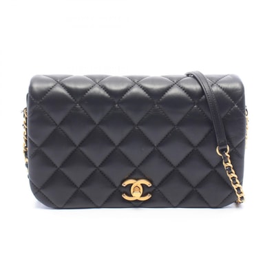 シャネル CHANEL マトラッセ クラシック フルフラップ ショルダーバッグ バッグ レザー レディース ブラック系 AS2006 【中古】