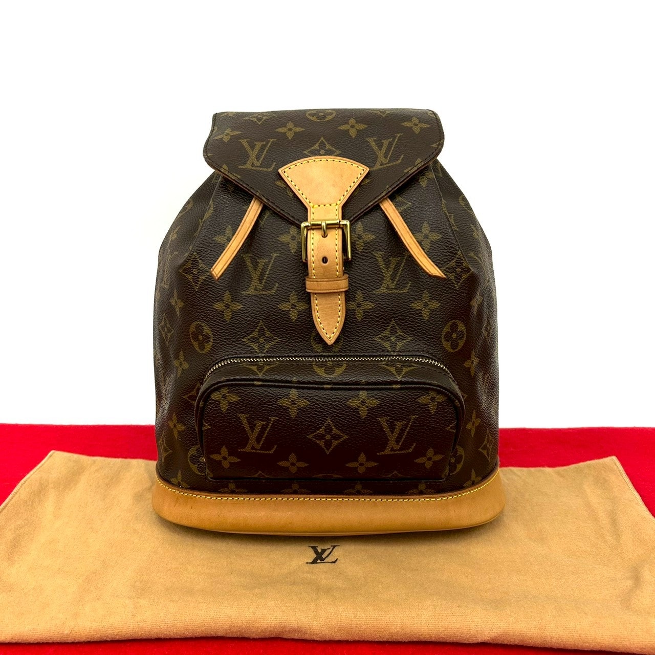 LOUIS VUITTON ルイヴィトン モンスリ MM モノグラム レザー PVC リュックサック ブラウン
 18594