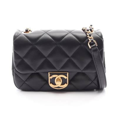 シャネル CHANEL ミニマトラッセ ショルダーバッグ バッグ ラムスキン(羊革) レディース ブラック系 【中古】