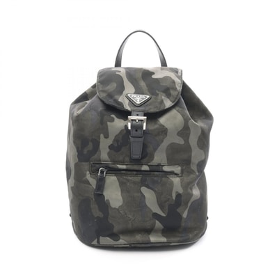 プラダ PRADA リュックサック バックパック バッグ ナイロン サフィアーノレザー メンズ グリーン系 / マルチカラー 【中古】