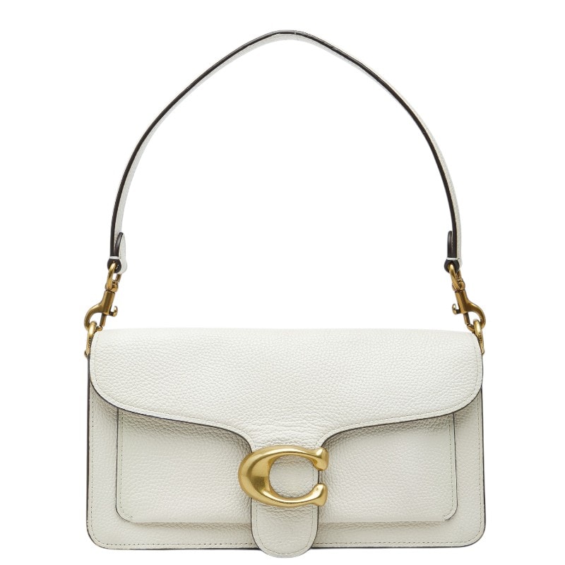 コーチ タビー ワンショルダー ショルダーバッグ ハンドバッグ 73995 ホワイト ポリッシュドペブルレザー レディース COACH 【中古】