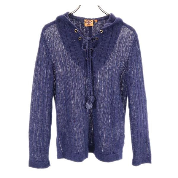 Tory Burch トリーバーチ リネン 長袖 ニット パーカー XS ネイビー系