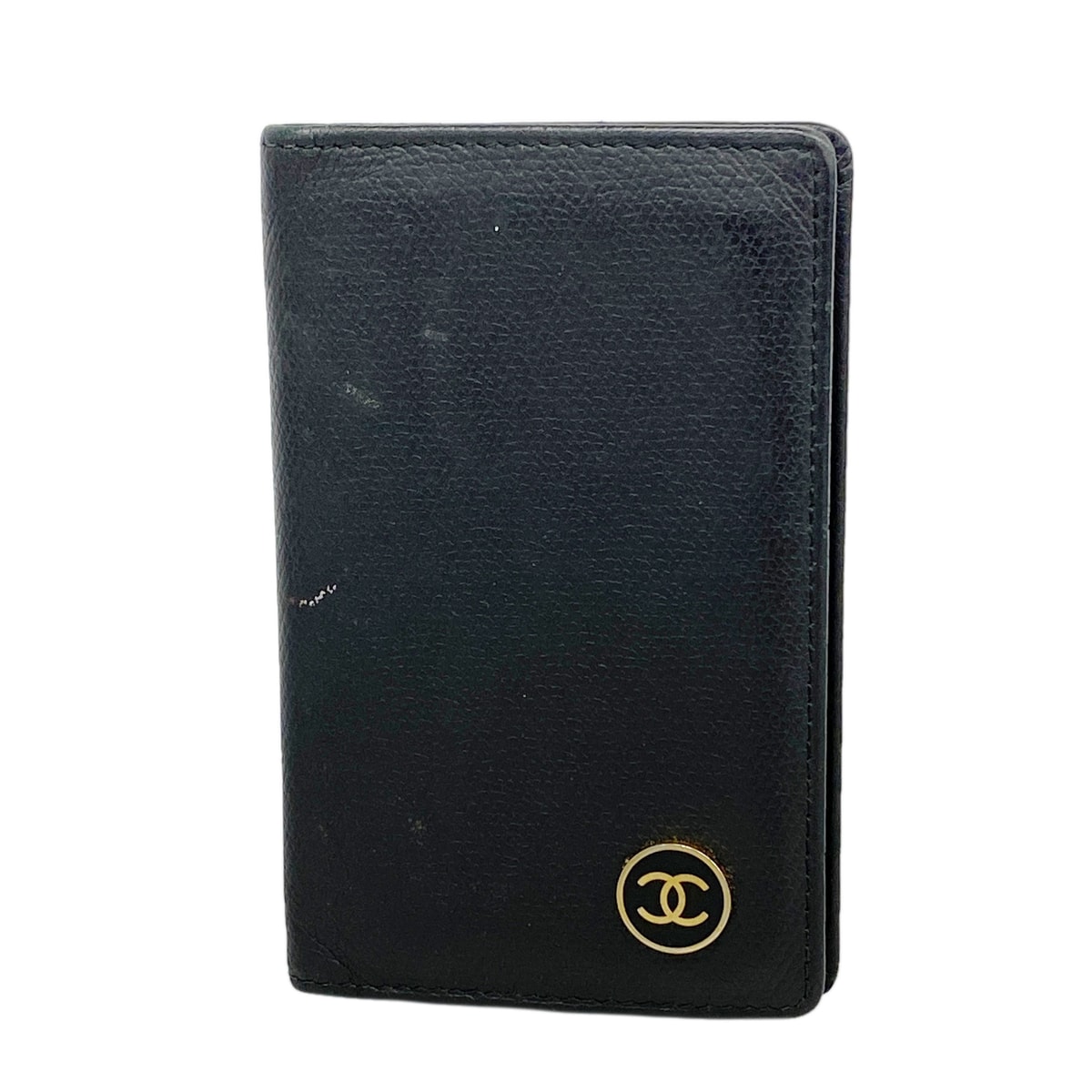 【6he5526】シャネル カードケース ココボタン レザー ブラック ゴールド金具【中古】レディース