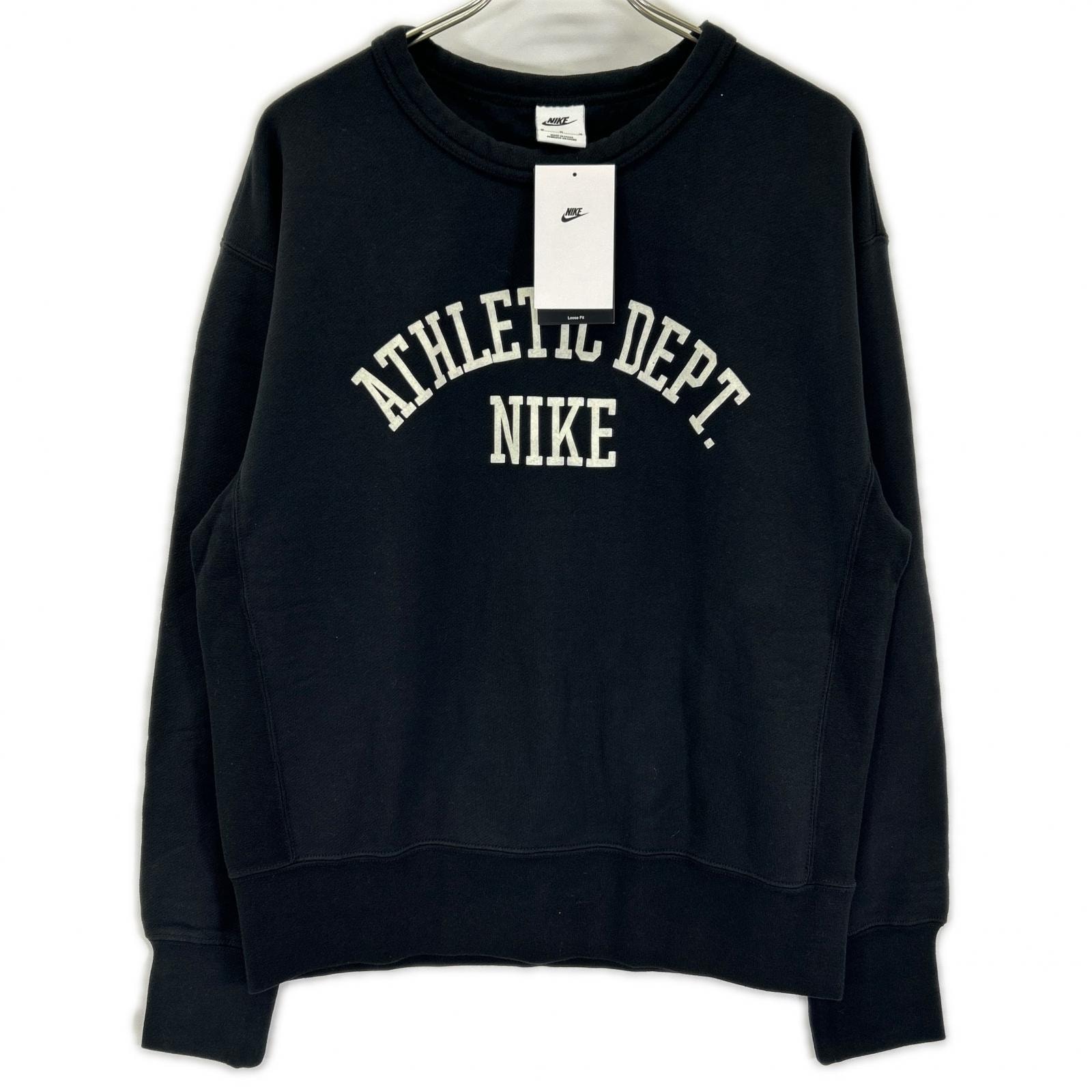 ナイキ ブラック NSW TREND FLC CREW フロントプリント スウェット M
