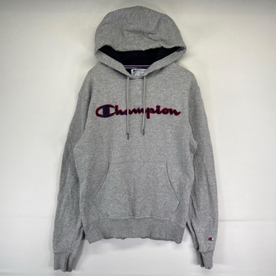 古着 チャンピオン Champion パーカー トレーナー ロゴ刺繍 フード プルオーバー S グレー系 メンズ