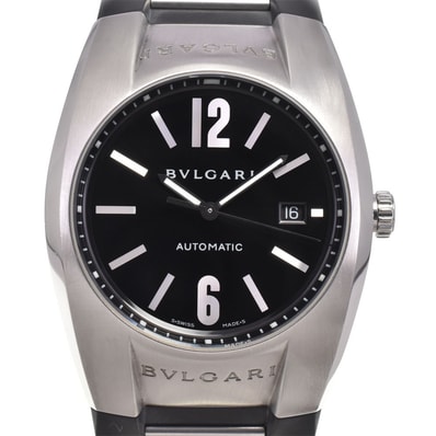 ブルガリ BVLGARI EG40S エルゴン デイト SS レザー ブラック 自動巻き メンズ 良品 箱・保証書付き 腕時計 I#147576
