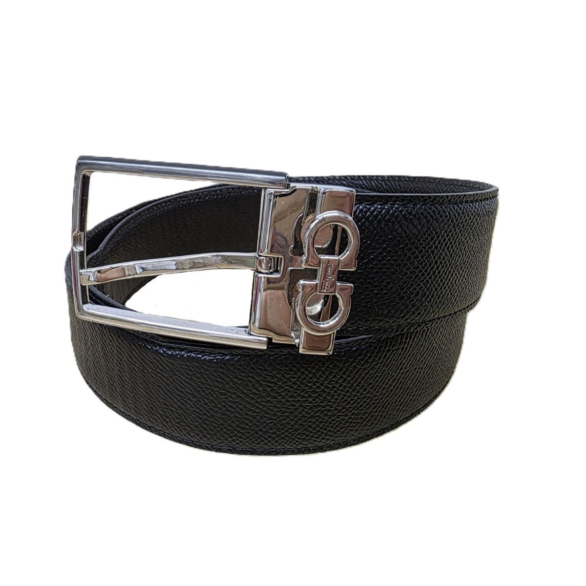 Salvatore Ferragamo サルヴァトーレフェラガモ リバーシブル ベルト ダブルガンチーニ ベルト 67A037 708206 レザー ブラック シルバー ブラウン  メンズ【中古】