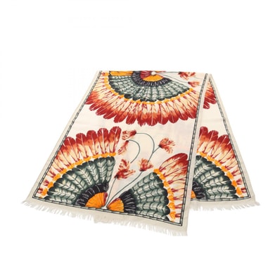 エルメス HERMES レクタングル BRAZIL ストール 衣料品 シルク カシミヤ シルク レディース アイボリー系 / マルチカラー 【中古】
