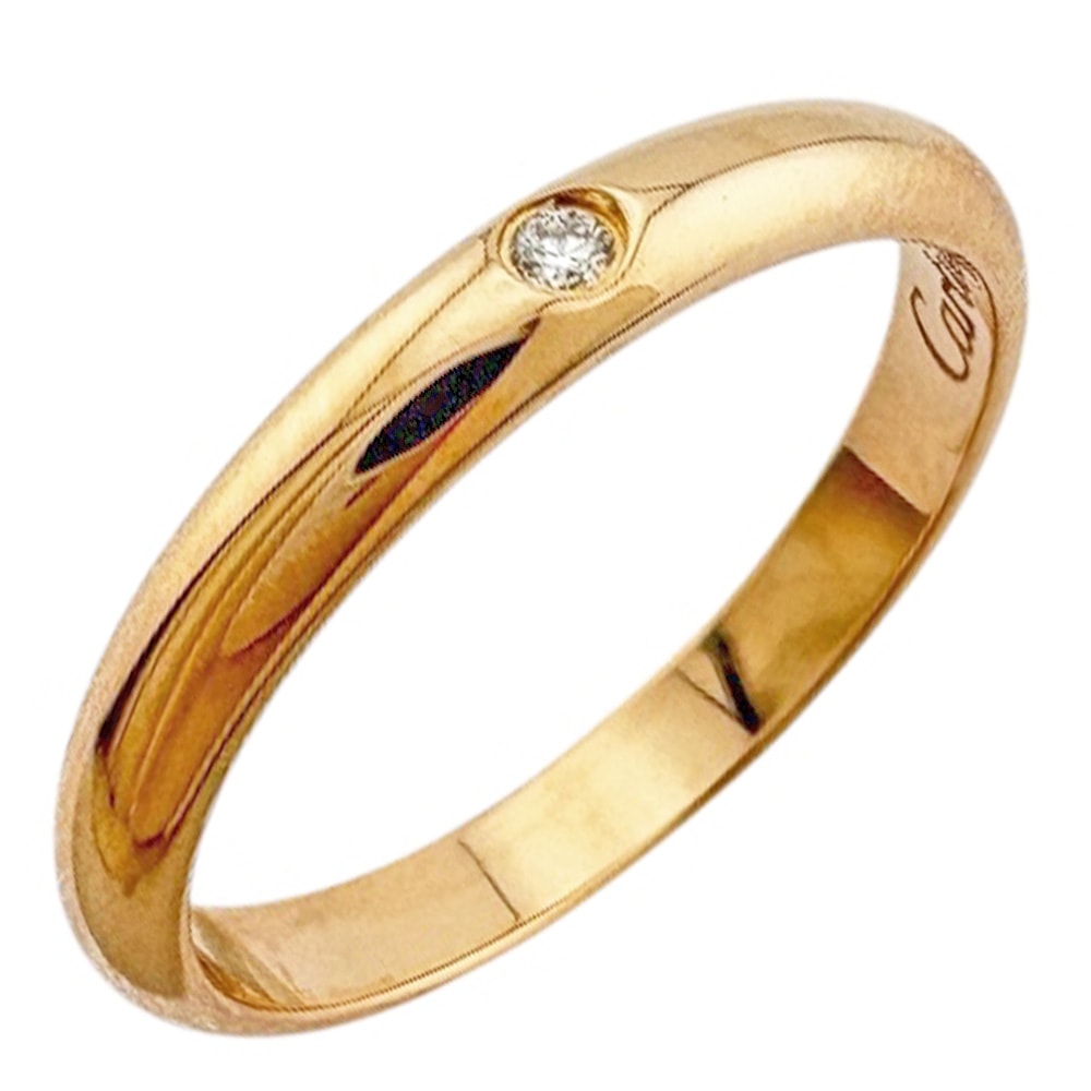 カルティエ ウェディング リング 指輪 9号 18金 K18ピンクゴールド ダイヤモンド レディース CARTIER  中古