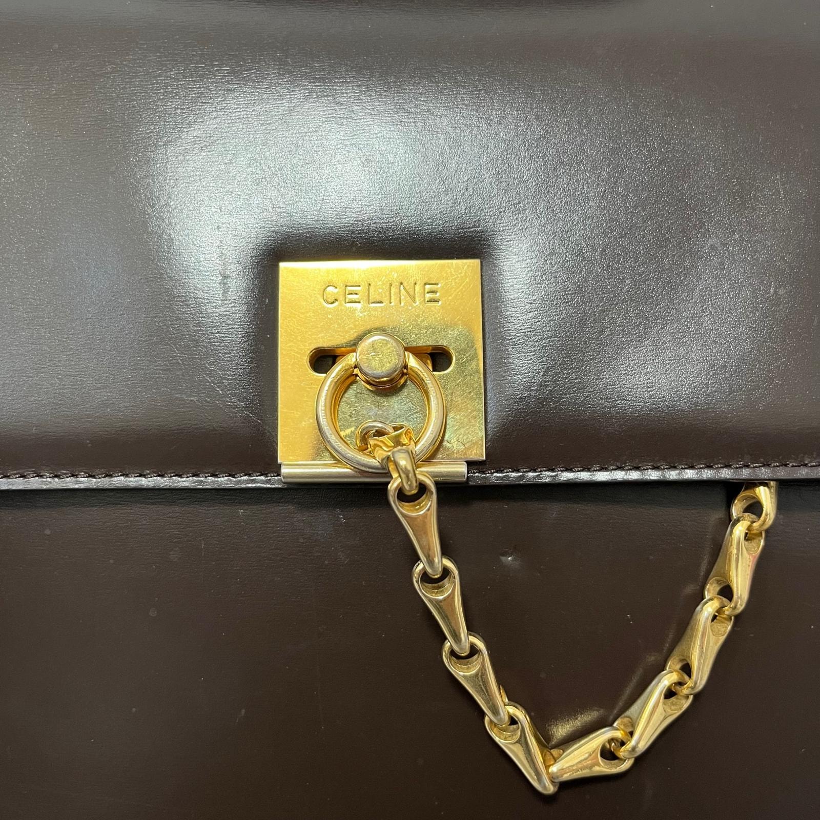 C (やや傷や汚れあり)】【CELINE】セリーヌ ハンドバッグ ブラウン