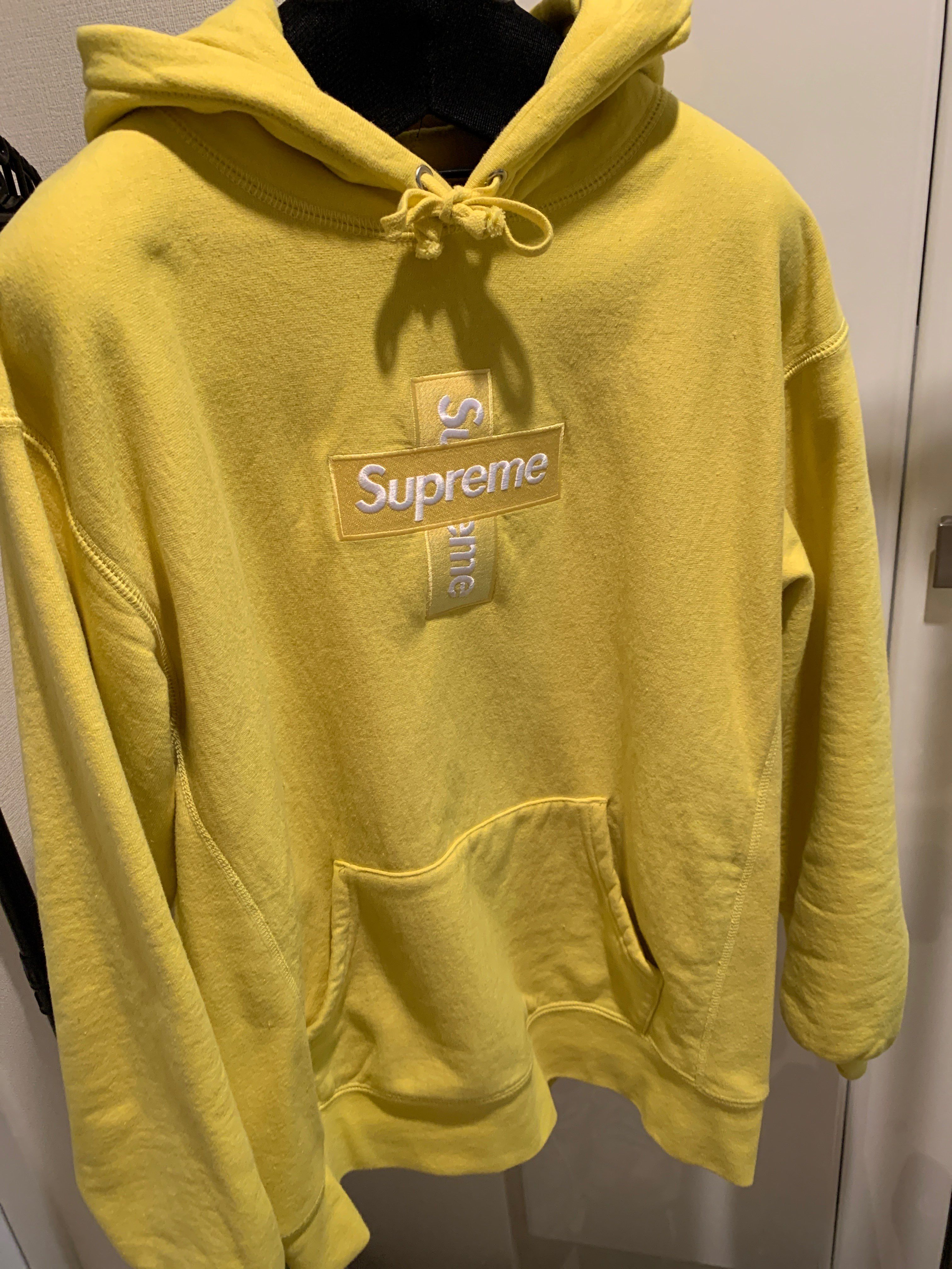 Supreme Cross Box Logo Hooded Sweatshirt "Yellow"