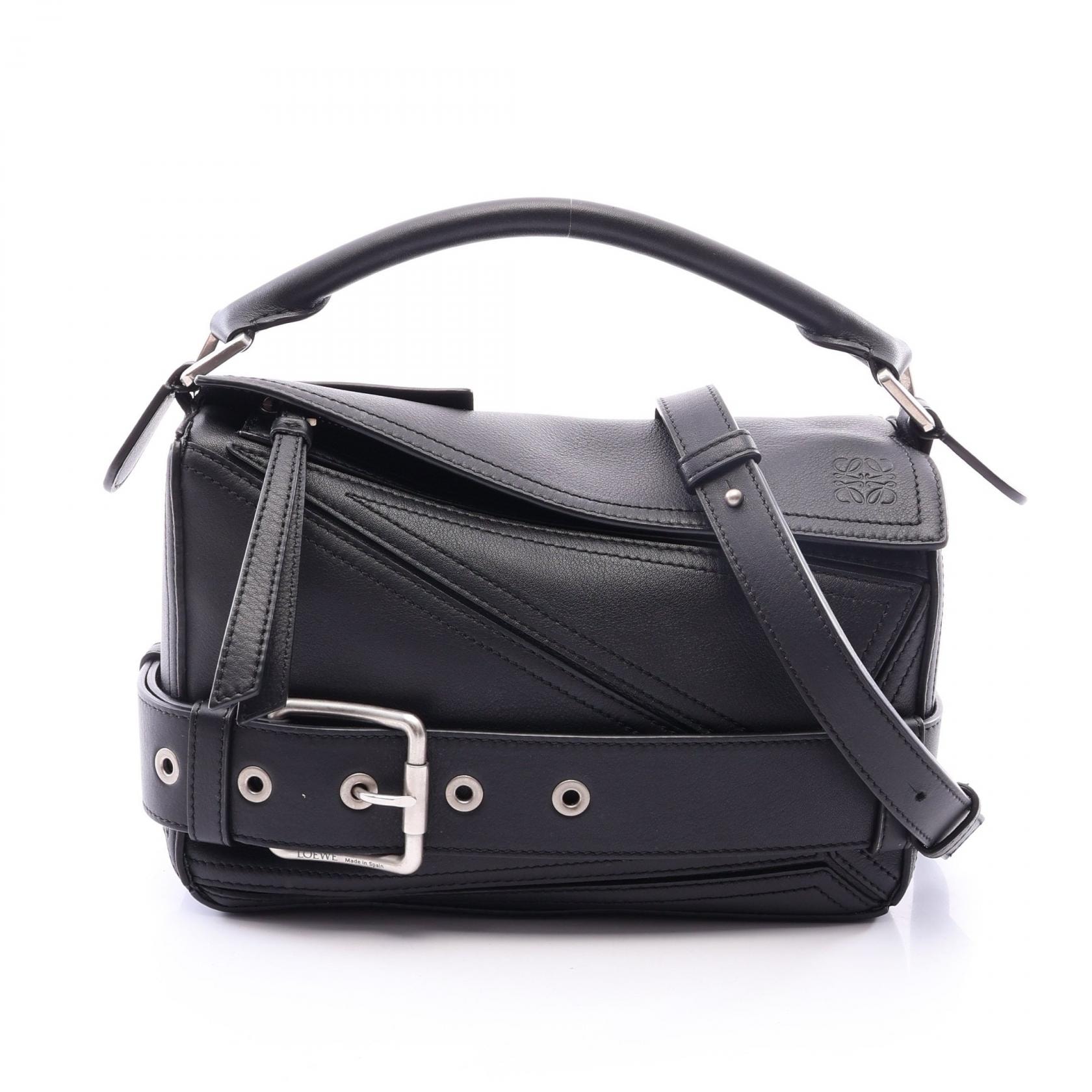 ロエベ LOEWE パズル バイカー バッグ スモール 2WAY ハンドバッグ バッグ レザー レディース ブラック系 【中古】