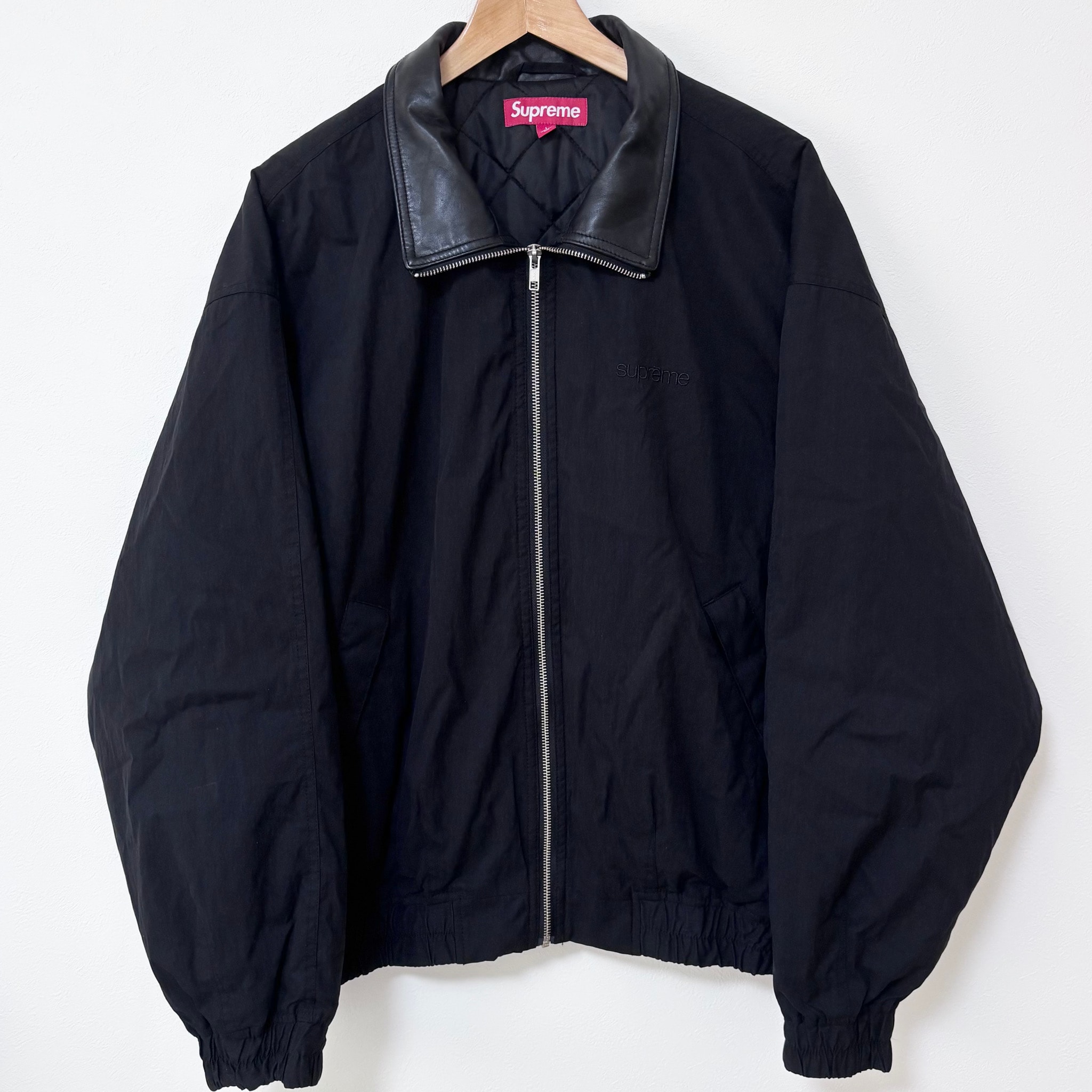 Supreme Leather Collar Utility Jacket "Black"