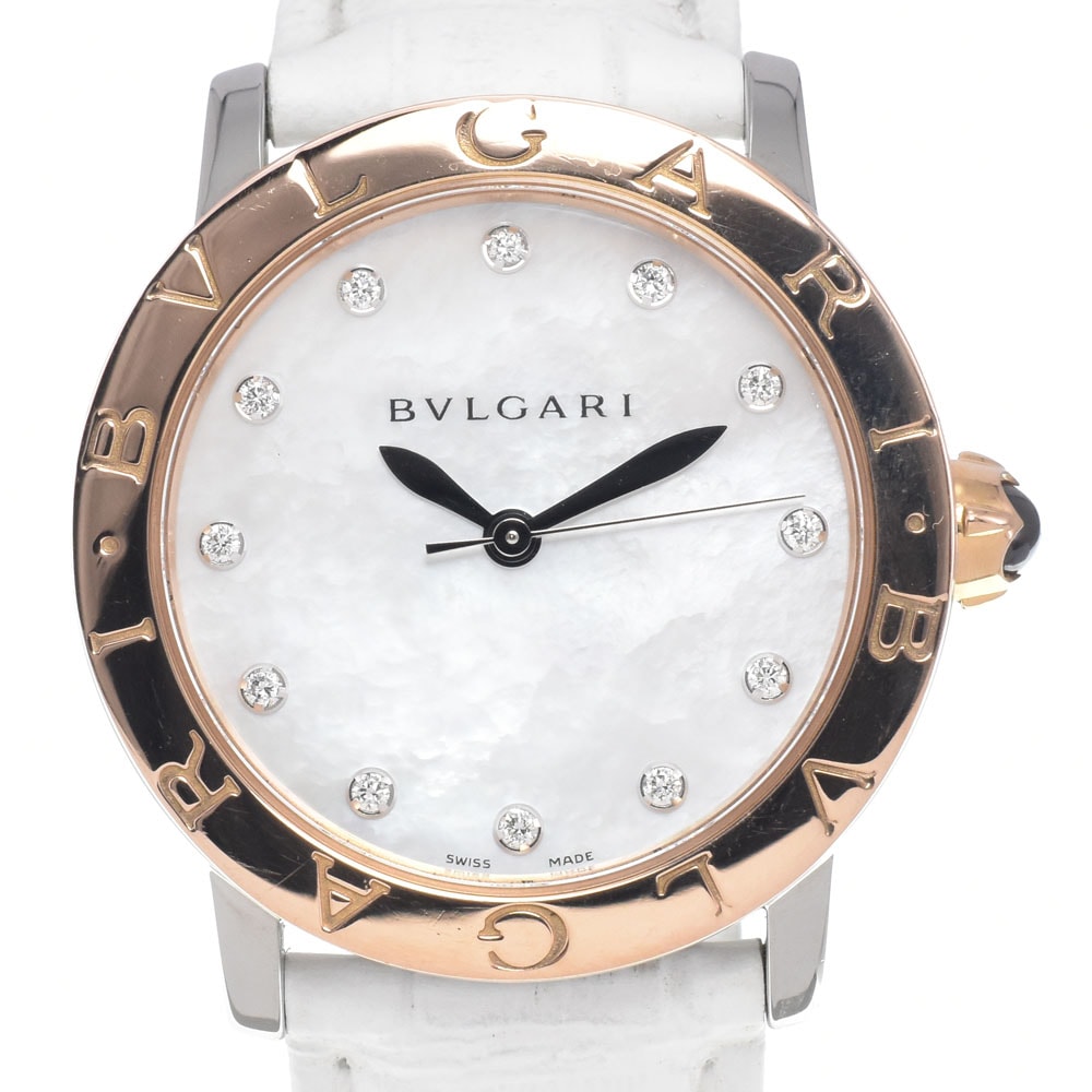値下 ブルガリ BVLGARI 101893 BBL33WSPGL/12 ブルガリブルガリ 12P ダイヤモンド レディース 良品 腕時計 J#147819