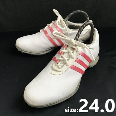 adidas FITFOAM/アディダス★ゴルフシューズ【size:7.5/24.0/レディース/white/白×ピンク】スパイク/sneakers/Shoes/trainers◆sQ-670
