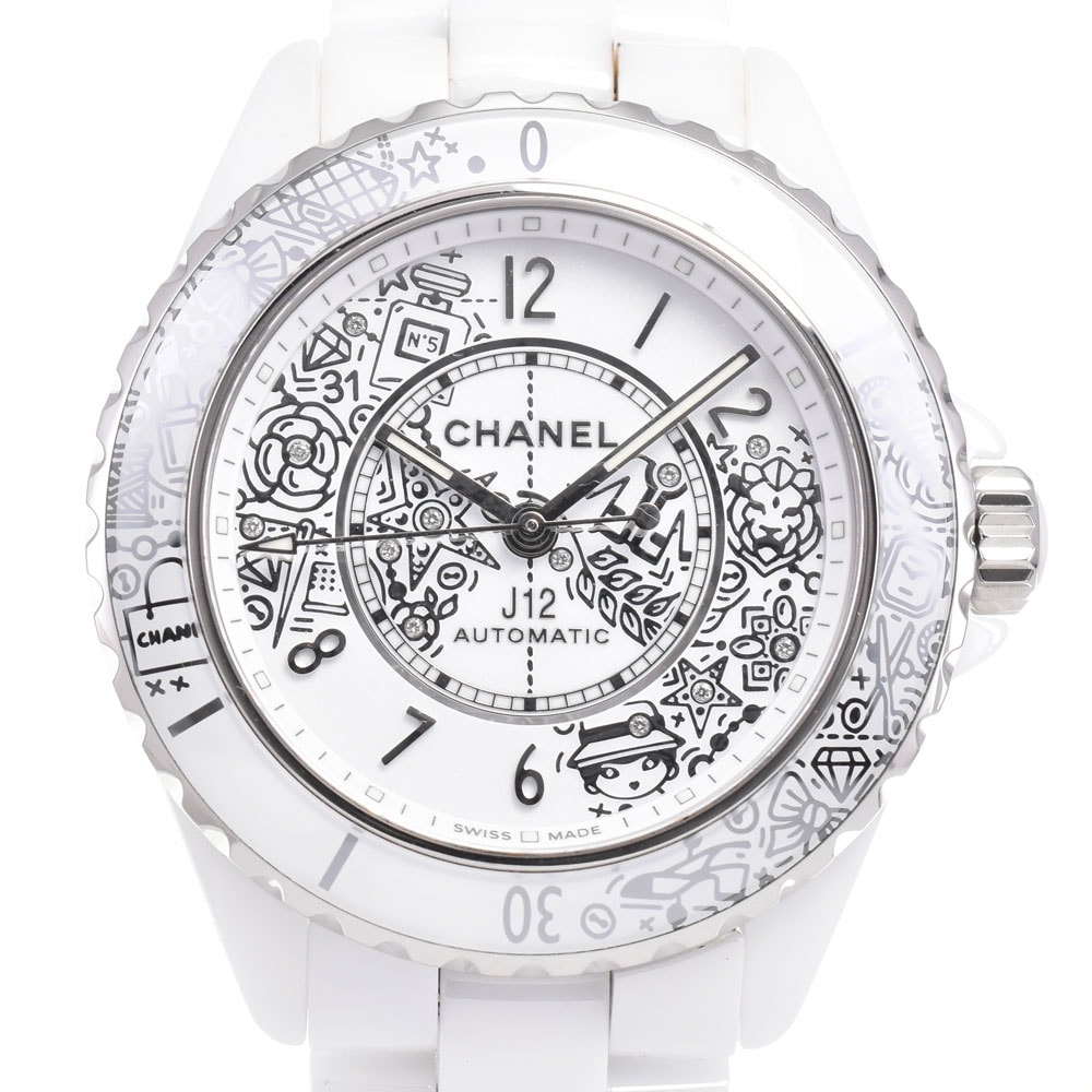 シャネル CHANEL H6476 J12 .20 世界限定2020本 12P ダイヤモンド ホワイト 自動巻き ユニセックス 美品 腕時計 E#147657