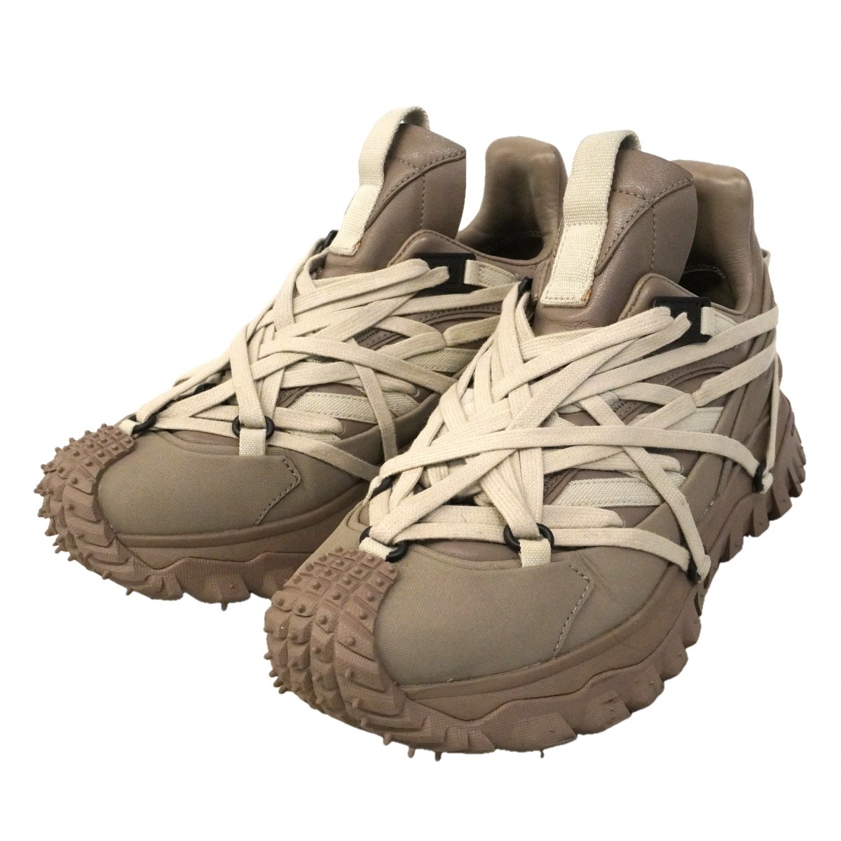 【6apg027】モンクレール スニーカー 40 Moncler×Rick Owens Trailgrip レザー ナイロン ブラウン【中古】メンズ