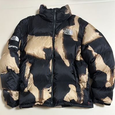 Supreme x The North Face Bleached Denim Print Nuptse Jacket "Black"