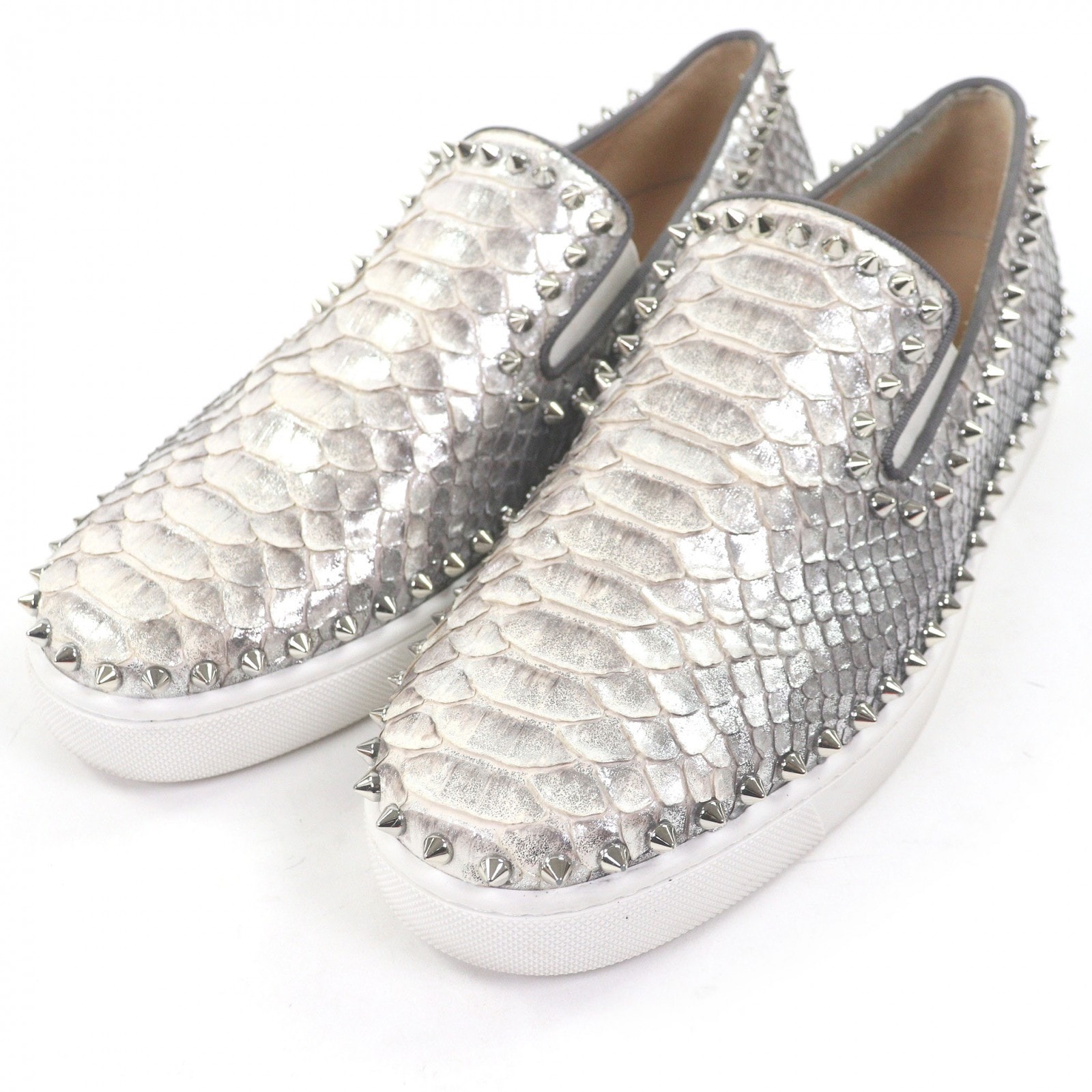 美品 クリスチャンルブタン スリッポン シルバー メンズ 42