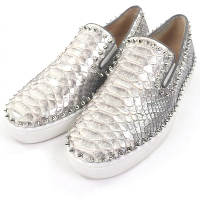 美品 クリスチャンルブタン スリッポン シルバー メンズ 42