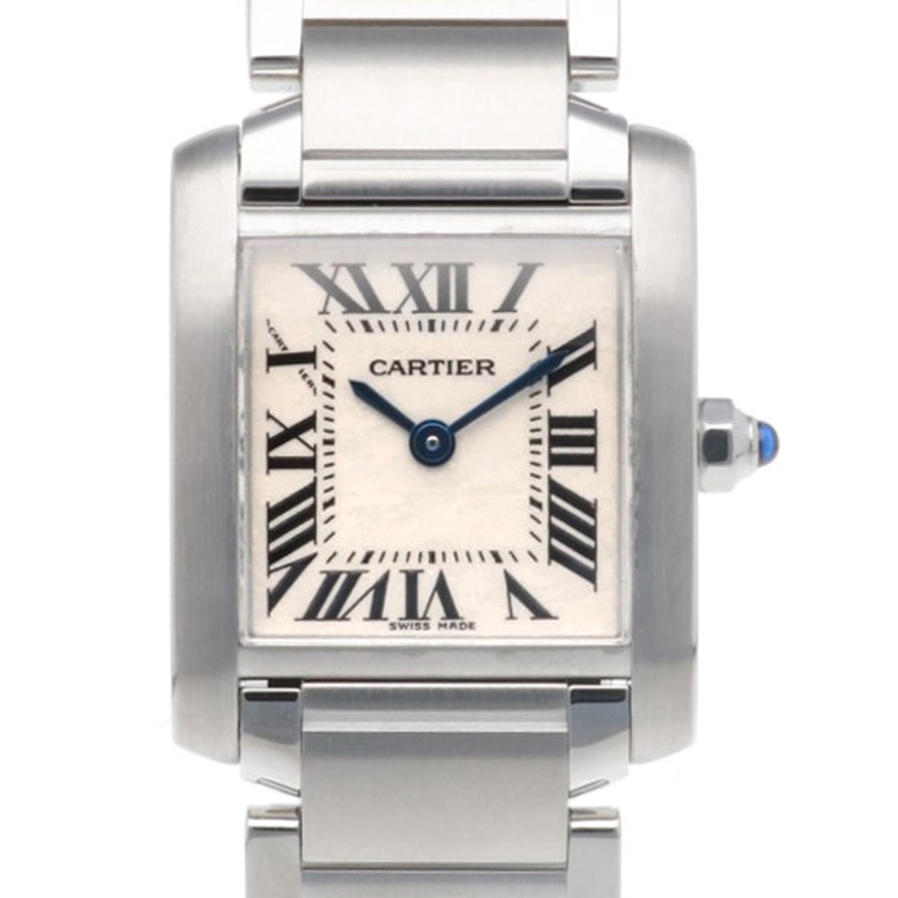 カルティエ タンクフランセーズ SM 腕時計 時計 ステンレススチール 2384 クオーツ レディース 1年保証 CARTIER  中古