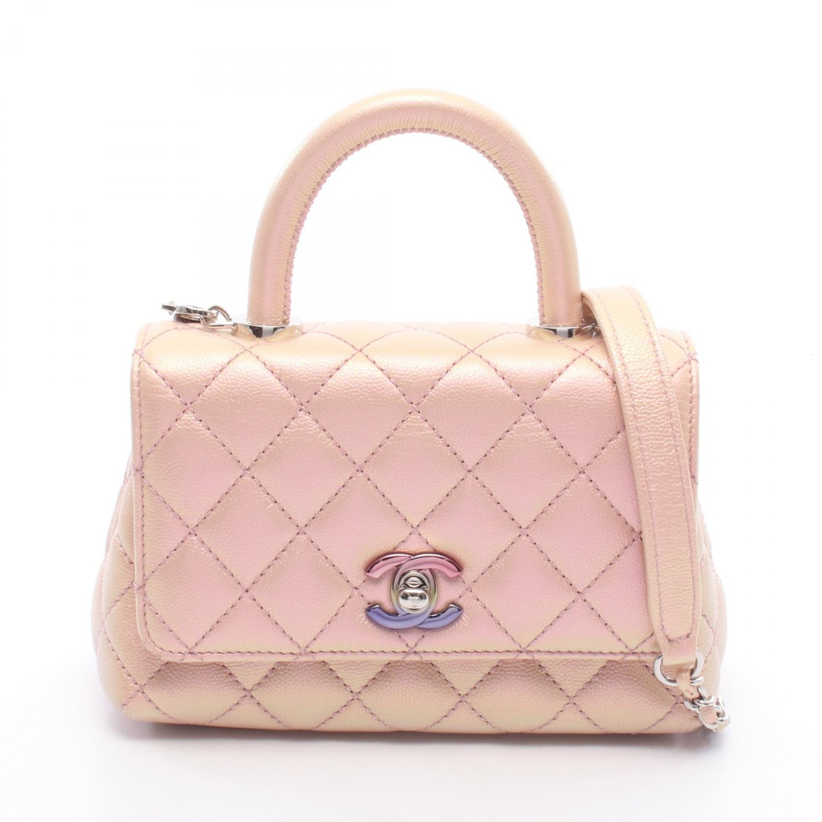 シャネル CHANEL ココハンドルXXS トップハンドル オーロラ 2WAY ハンドバッグ バッグ キャビアスキン(グレインドカーフ) レディース ピンク系 AS2215 【中古】