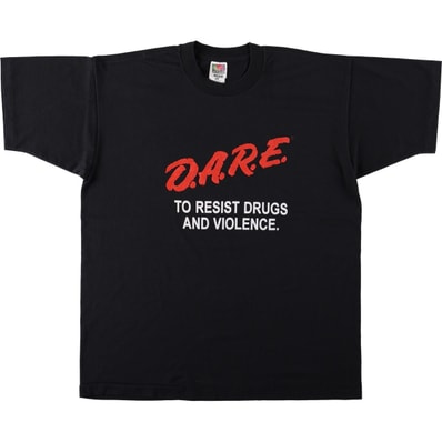 古着 00年代 フルーツオブザルーム FRUIT OF THE LOOM BEST D.A.R.E. 薬物乱用防止教育プログラム プリントTシャツ USA製 メンズXL相当/eaa626844