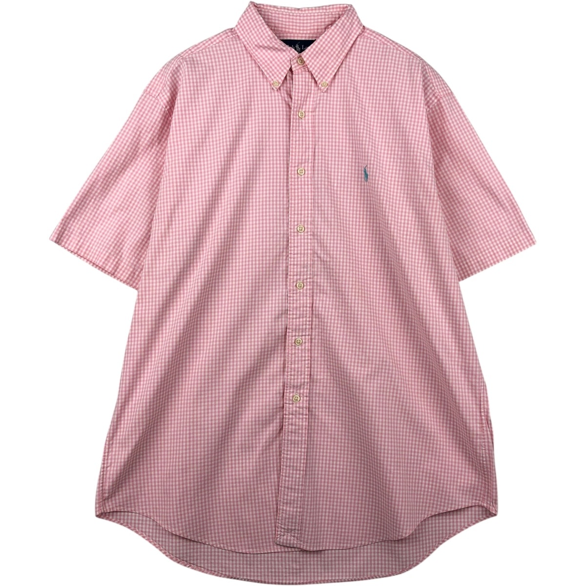 古着 ラルフローレン Ralph Lauren CLASSIC FIT クラシックフィット ギンガムチェック 半袖 ボタンダウン チェックシャツ メンズL相当/eaa477588