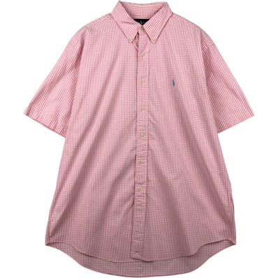 古着 ラルフローレン Ralph Lauren CLASSIC FIT クラシックフィット ギンガムチェック 半袖 ボタンダウン チェックシャツ メンズL相当/eaa477588