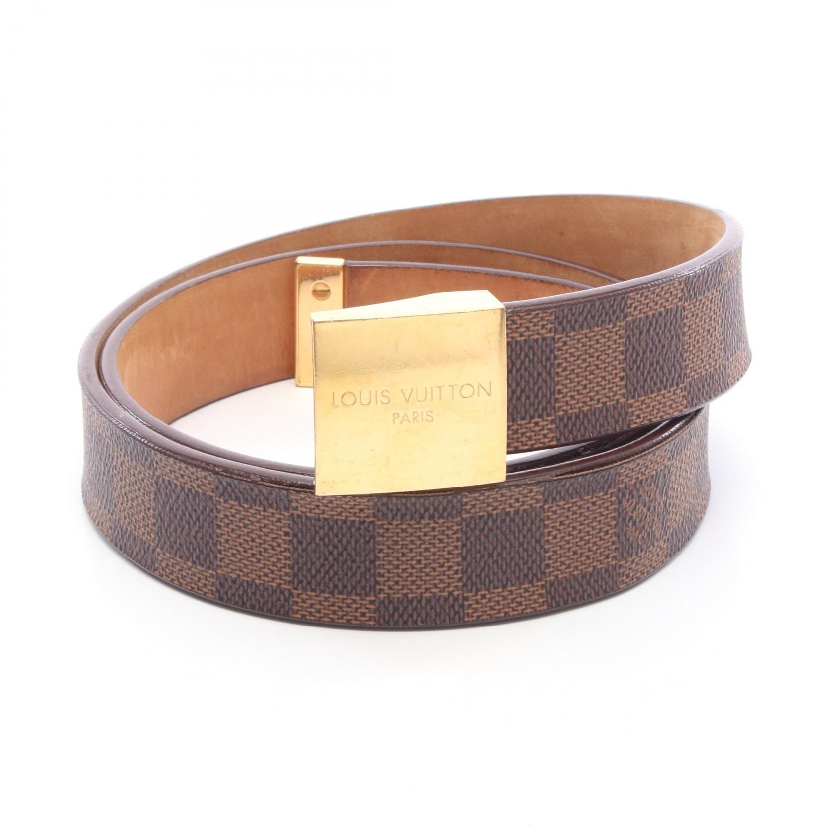 ルイ・ヴィトン LOUIS VUITTON サンチュール キャレ ダミエエベヌ ベルト 衣料品 PVC メンズ ブラウン系 M6802 【中古】