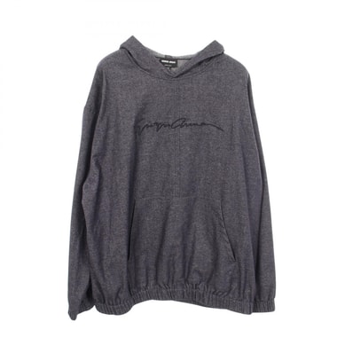 ジョルジオアルマーニ GIORGIO ARMANI ロゴ刺繍 パーカー 衣料品 トップス ウール コットン メンズ ネイビー系 【中古】