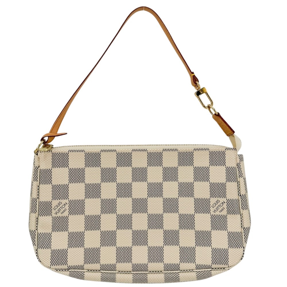 LOUIS VUITTON ルイヴィトン ハンドバッグ ポシェットアクセソワール アクセサリーポーチ Pochette Accessoires N41207 ダミエアズールキャンバス    ホワイト 白 ゴールド金具 レディース【中古品】