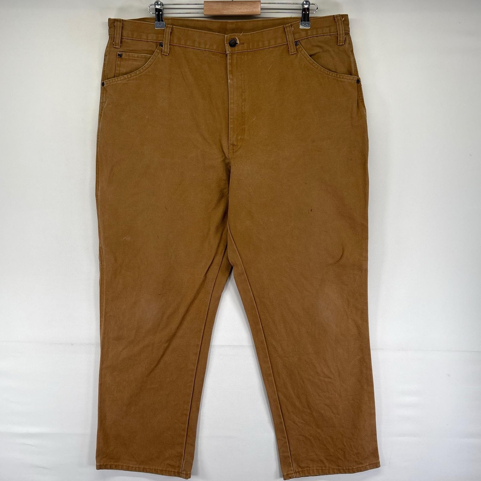 古着 ディッキーズ Dickies ダック パンツ ペインター スパナポケット ジップ ワンポイントロゴ ハンマーループ  ブラウン系 メンズ