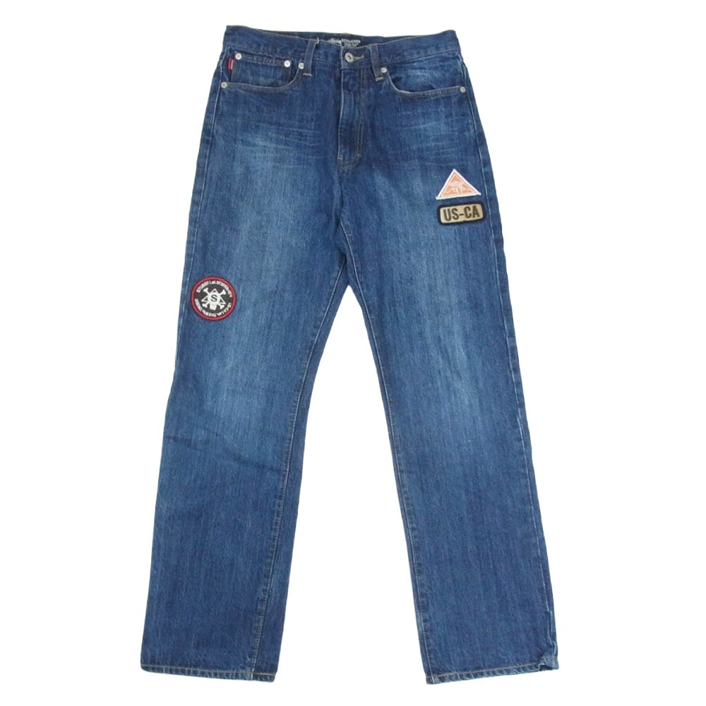 STUSSY ステューシー デニムパンツ ROUGH RUGGED WORKGEAR DENIM ワッペン ラフ アンド ラゲット ワークギア デニム パンツ インディゴブルー系 28【中古】
