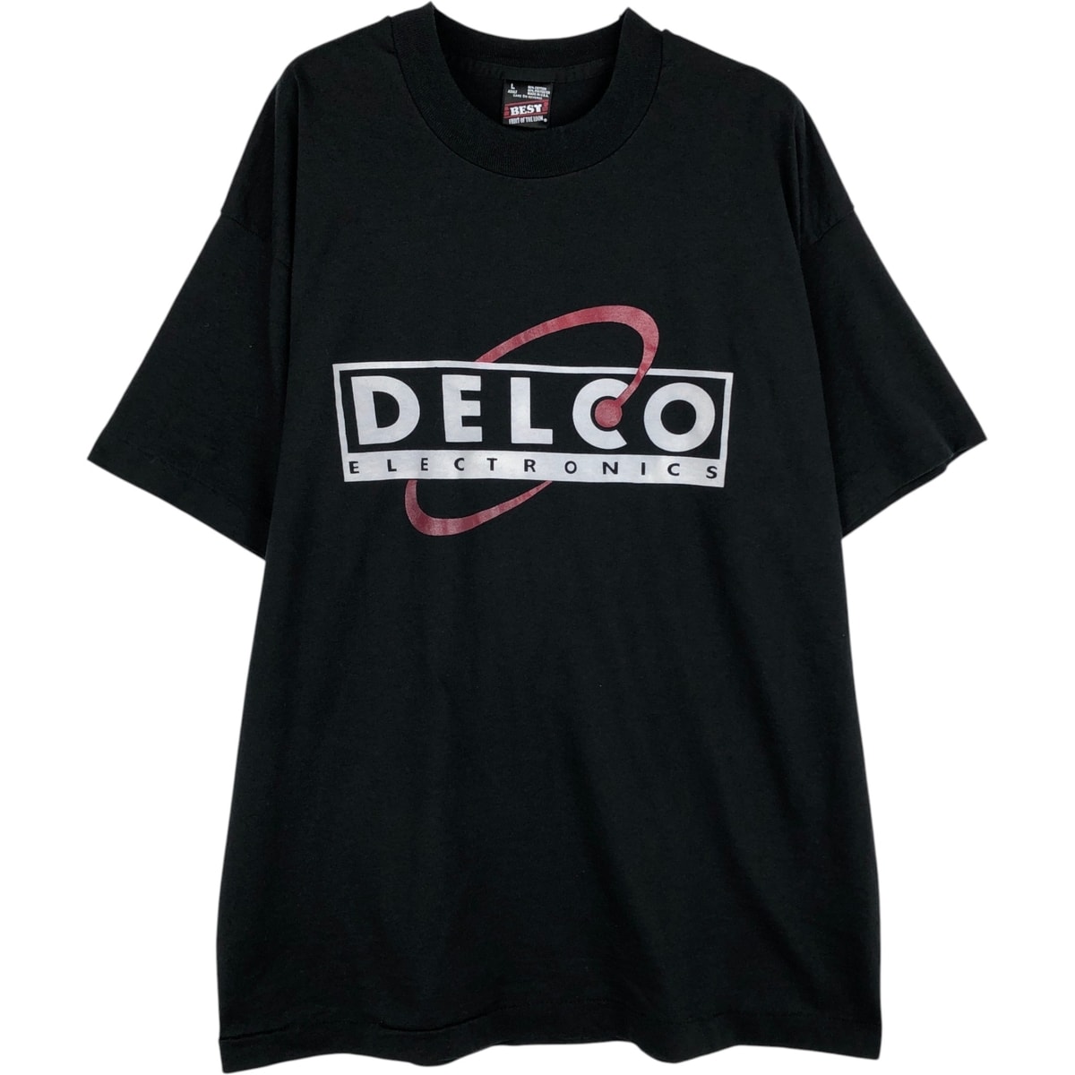 D (傷や汚れあり)】90S BEST USA製 ブーツ 刺繍 クルーネック Tシャツ
