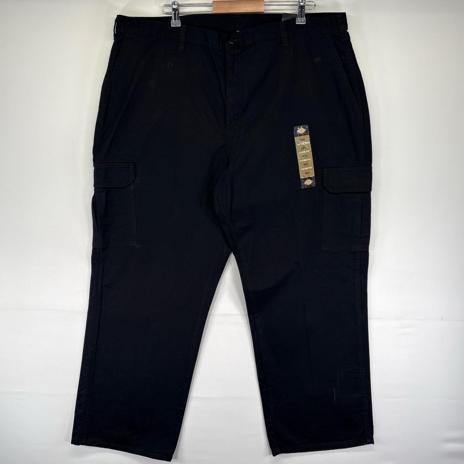 古着 デッドストック ディッキーズ Dickies パンツ カーゴ サイドポケット 大きいサイズ ジッパーフライ W42 L32 ブラック系 メンズ