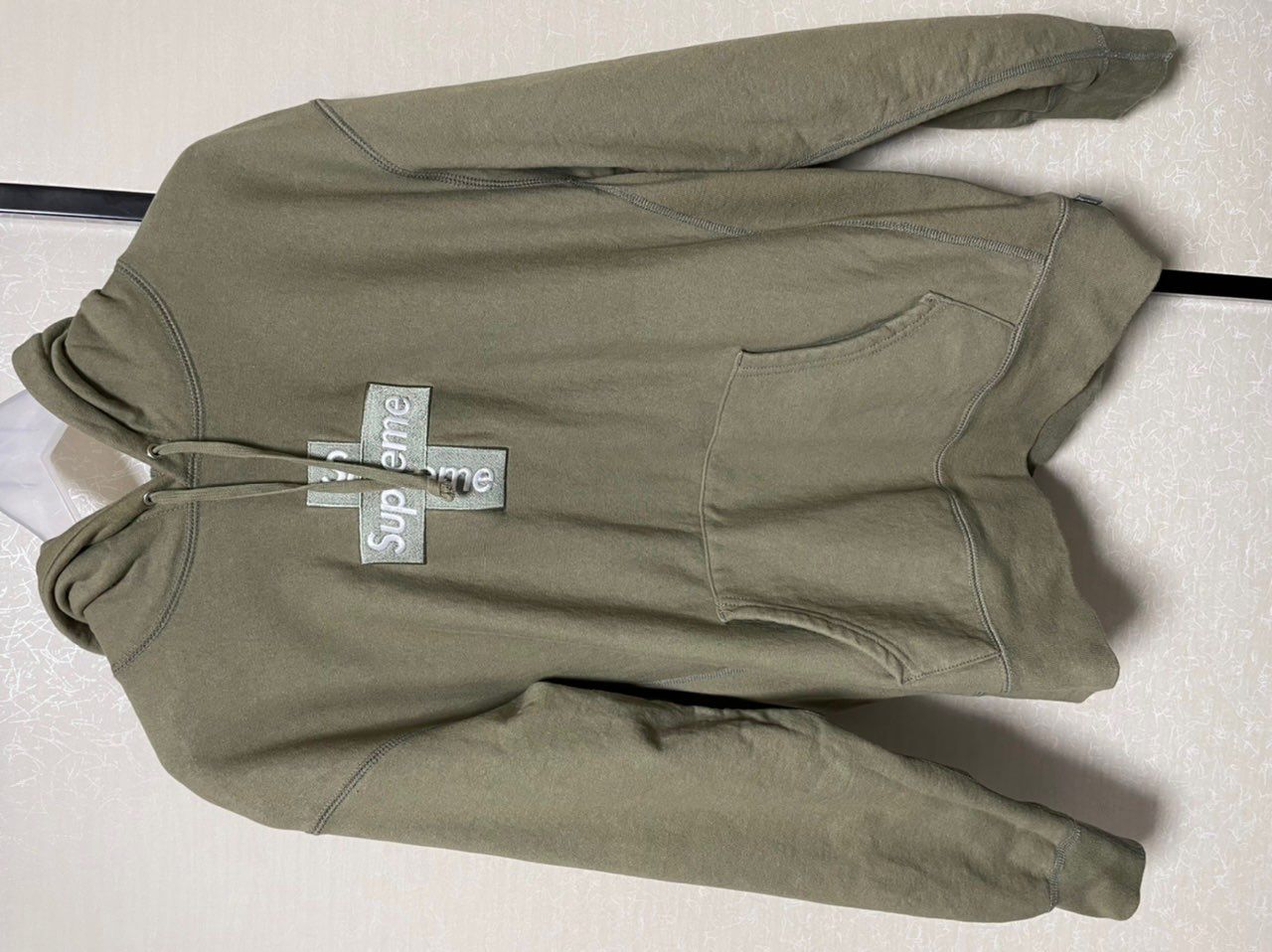 Supreme Cross Box Logo Hooded Sweatshirt "Light Olive"