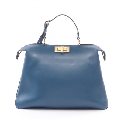 フェンディ FENDI ピーカブー ソフト ラージ ハンドバッグ バッグ レザー レディース ブルー系 【中古】